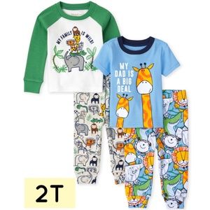 Toddler Animal Safari Snug Fit Cotton Pajamas 2-Pack